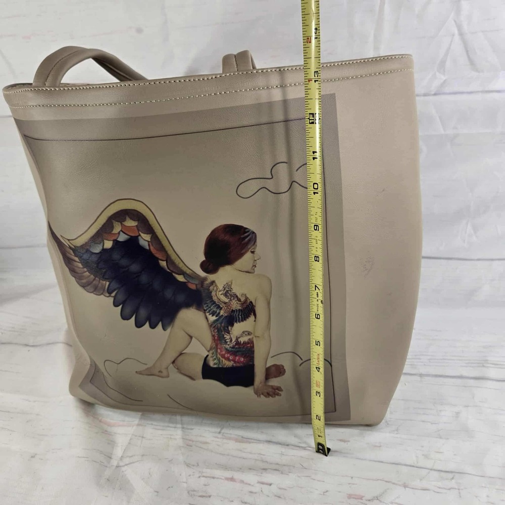 SEJZIINN Yoga Art Collective The Twist Me Tote Bag Unique Angel Graphic Leather - Picture 6 of 11